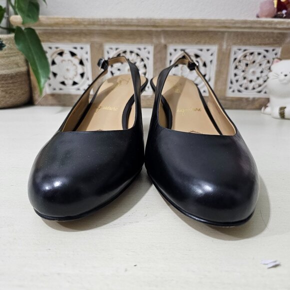 Trotters Womens Sz 10N Pella Black Full Leather Slingback Low Heels Dress Shoes - Picture 4 of 11